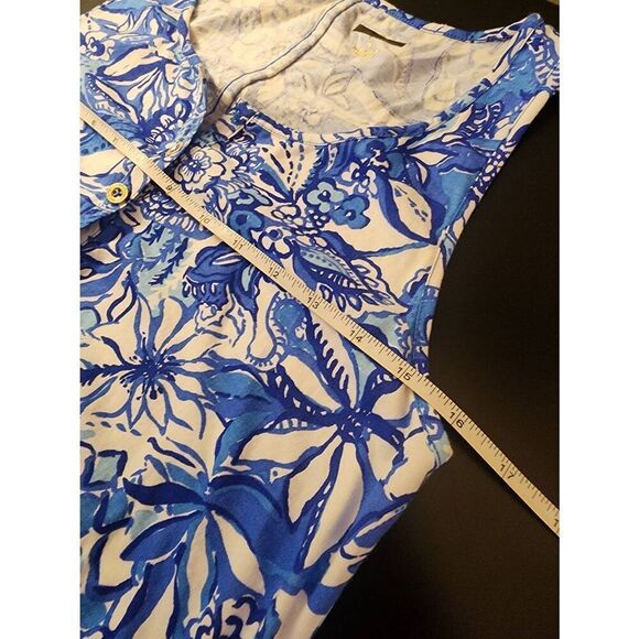 Lilly Pulitzer  Lela Henley tank dress Blue tang flocking  size small - Picture 8 of 10